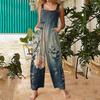 Tuta da donna casual alla moda ampia con spalline posteriori e gamba larga con stampa vintage