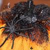 Holiday Showcase Decorations Halloween Pumpkin Spider Ornaments, Spooky Tabletop Decoration, Glitter Decor Glittering for Home Party Retro Fall