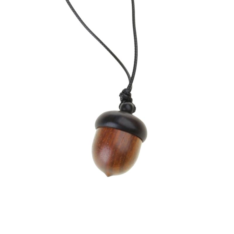 Wooden Acorns Pendant Necklace Choker with Wax Rope Men Women Ethnic Style Storage Pendants Necklaces Jewelry Accessory