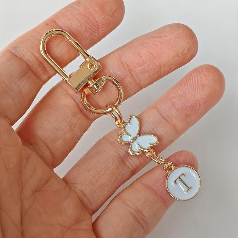 

1 шт. Брелок с монограммой в виде бабочки, Легкий металлический брелок, Спутник для ключей от машины, Брелок, Прочность, Подвеска для сумки, Шарм с монограммой, Логотип ключа