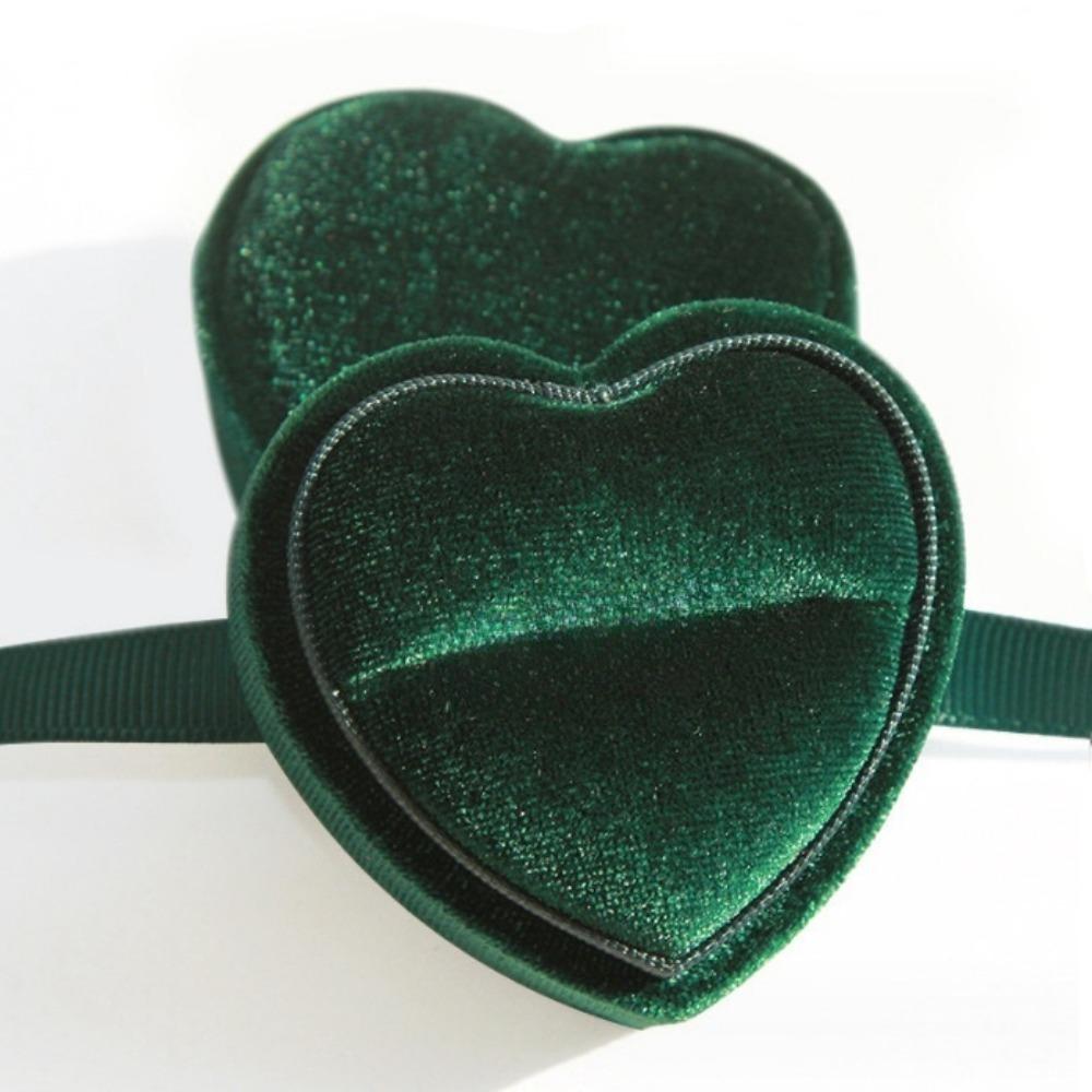 

Elegant Proposal Ring Box Dustproof Velvet Heart Jewelry Box Valentine s Day Green Ring Box