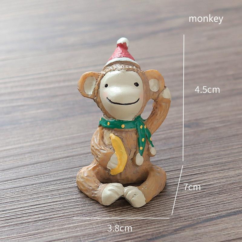 1pc Mini Santa Resin Ornaments Christmas Gifts Decoration Elk Resin Crafts Light Grey
