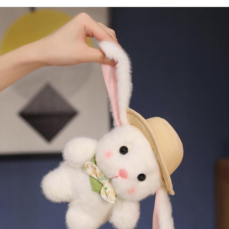 Adorable Pudding Bunny Plush Doll with Hat and Scarf