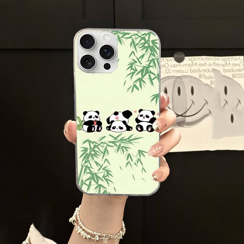Anime Panda Water Ripple Phone Case For iPhone 17 16 11 12 13 14 15 Pro Max Plus Back Cover