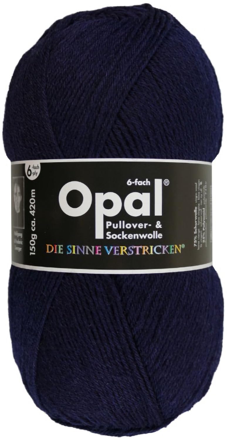 

Opal Sock Single Wool 150g Yarn, Color, 6-Ply, Blend, Roll, 5302.Navy