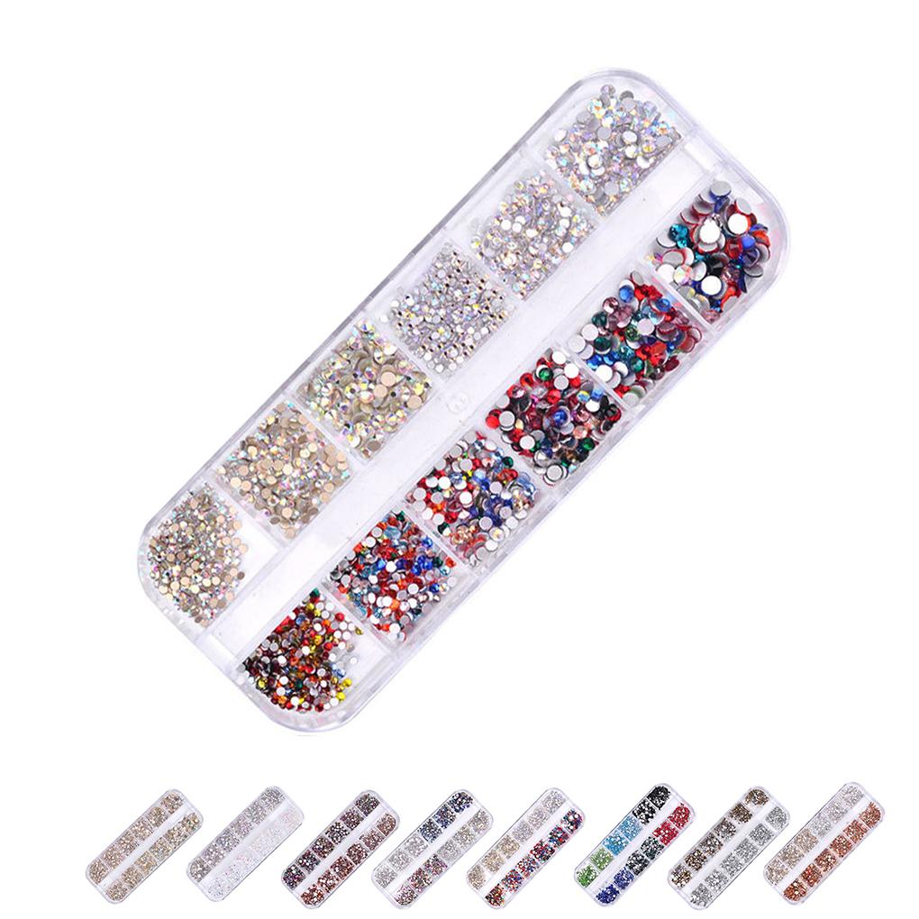 1Box 12 Sheets Colorful Crystals Art Bling Shiny Rhinestones Decal Manicure Tool