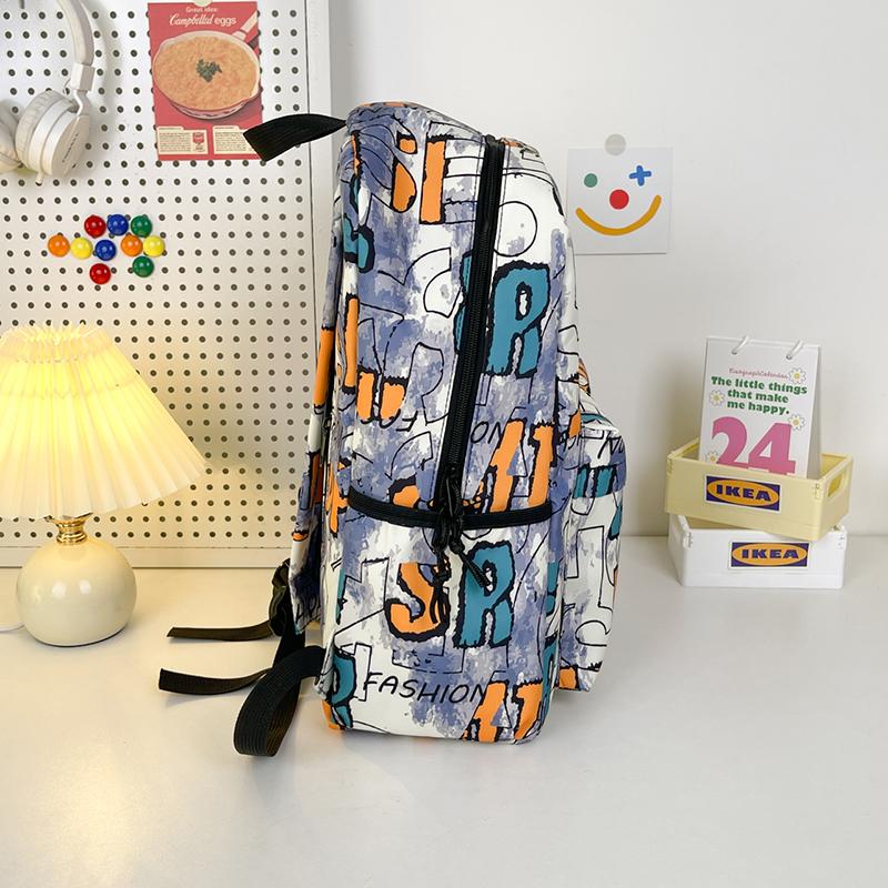 Women Large Capacity Backpack Men's Graffiti Print Backpack Student Schoolbag