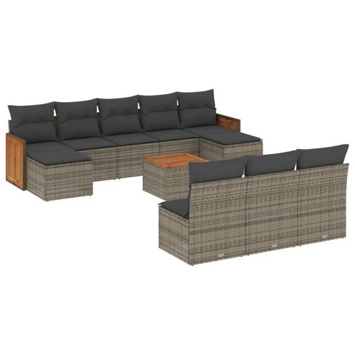 VidaXL Garden Lounge Set with Cushions 11 Pcs, Patio Sofas, Patio Furniture Set, Outdoor Furniture, Grey 3228076