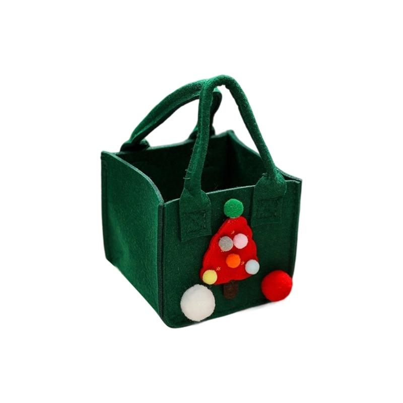 Felt Christmas Storage Bag Portable Handheld Design Organizer For Holiday Apples Gifts And Home Decoration