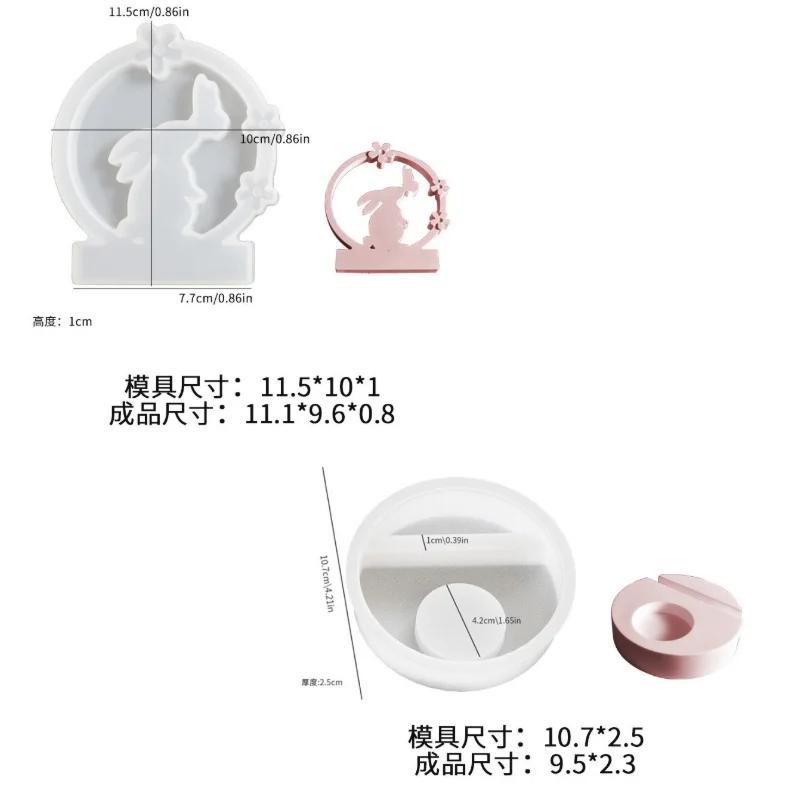 DIY Resin Mold Rabbit Kiss Butterfly Design Circle Bunny - Top Quality for Candle Holder Candy Sticks Home Crafts Decor