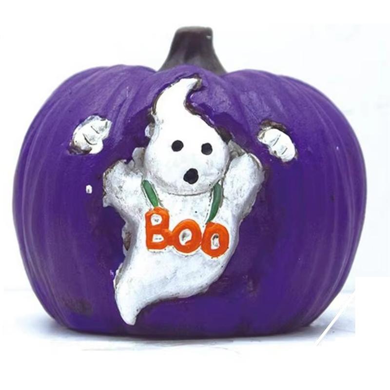 

A95I-Halloween For Home Decoration Resin Sculpture Pumpkin Ghost Ornament Art For Holiday Indoor Party Desk