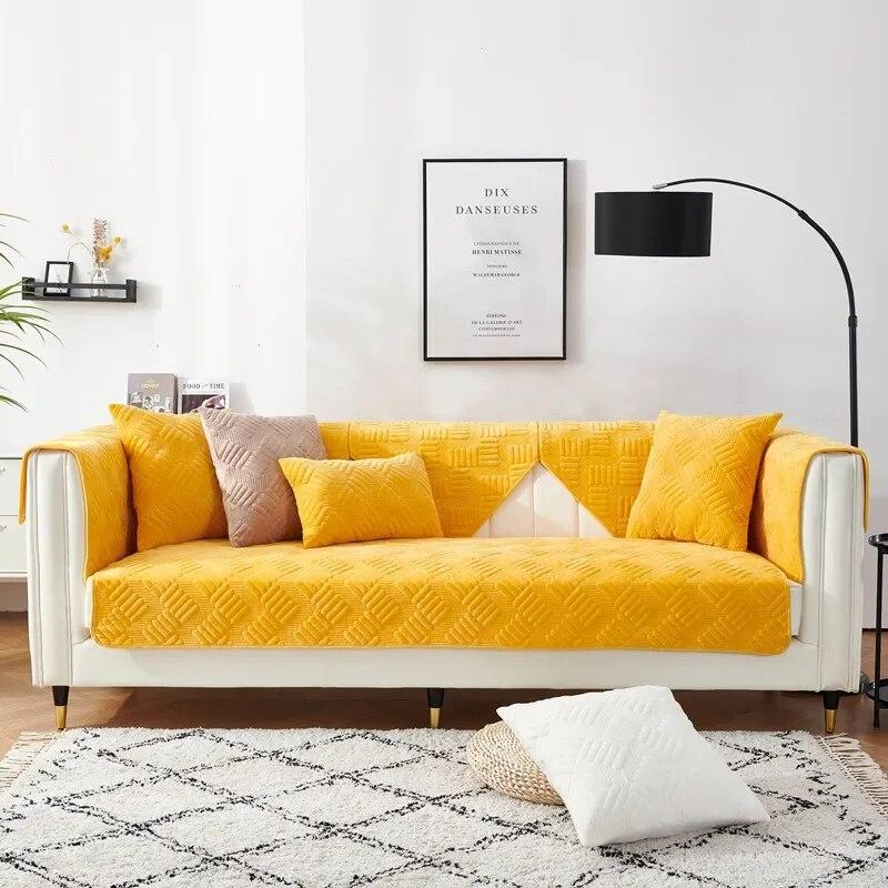 

Толстые плюшевые чехлы для диванов, нескользящие чехлы для диванов в гостиной, подушки для шезлонгов, однотонные универсальные полотенца для угловых диванов 70x70cm 1pcs