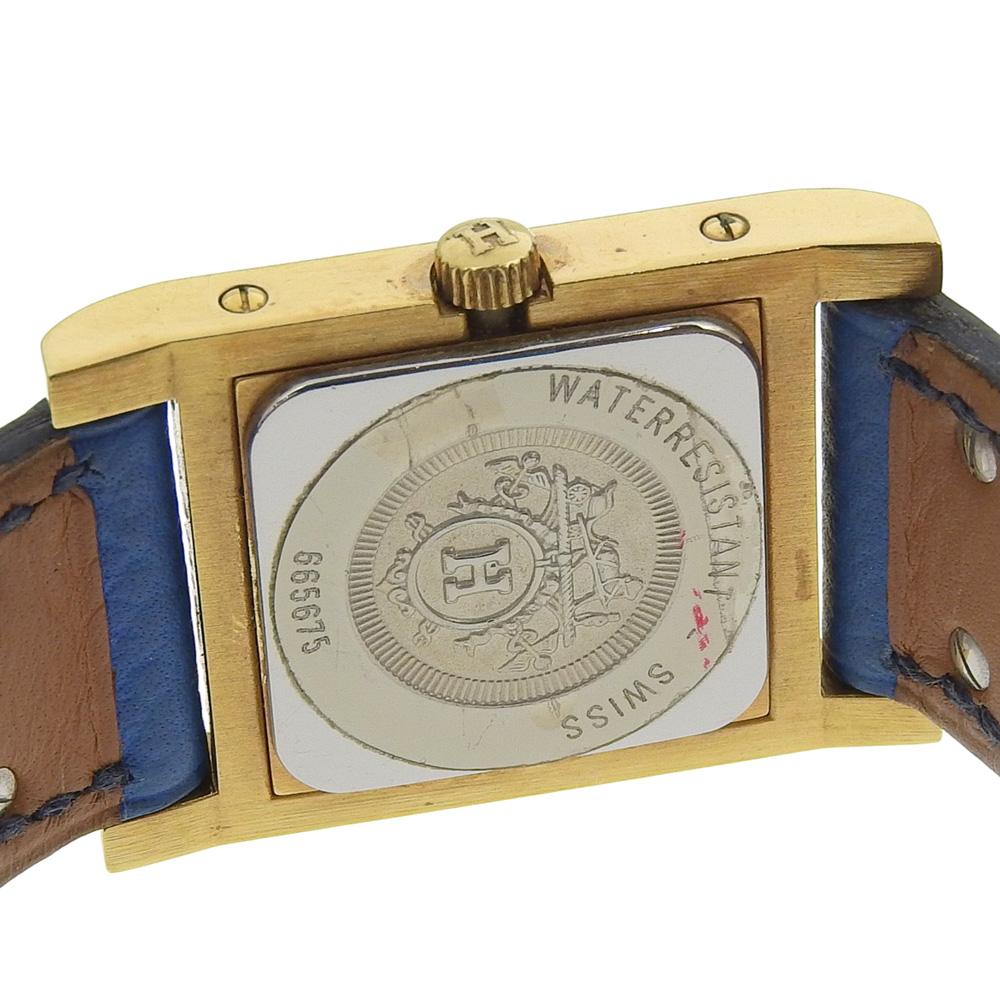 HERMES Medor Watches WhiteDial Plated Gold/leather Quartz Analog display mens Used