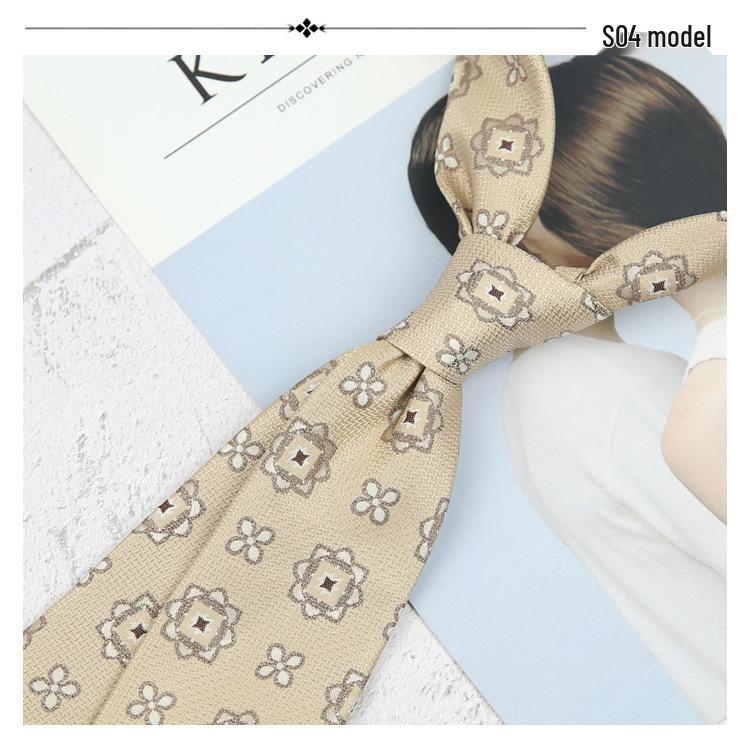 Maillard Style 8CM Retro Beige Coffee Champagne Tie - Korean Casual and Formal Fashion for Men