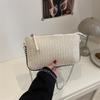 Small Grass Weaving Shoulder Bag With Zipper For Daily Casual Fashion