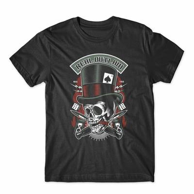 Pánské tričko Real Outlaw Skull 100% bavlna prémiové tričko NOVÉ