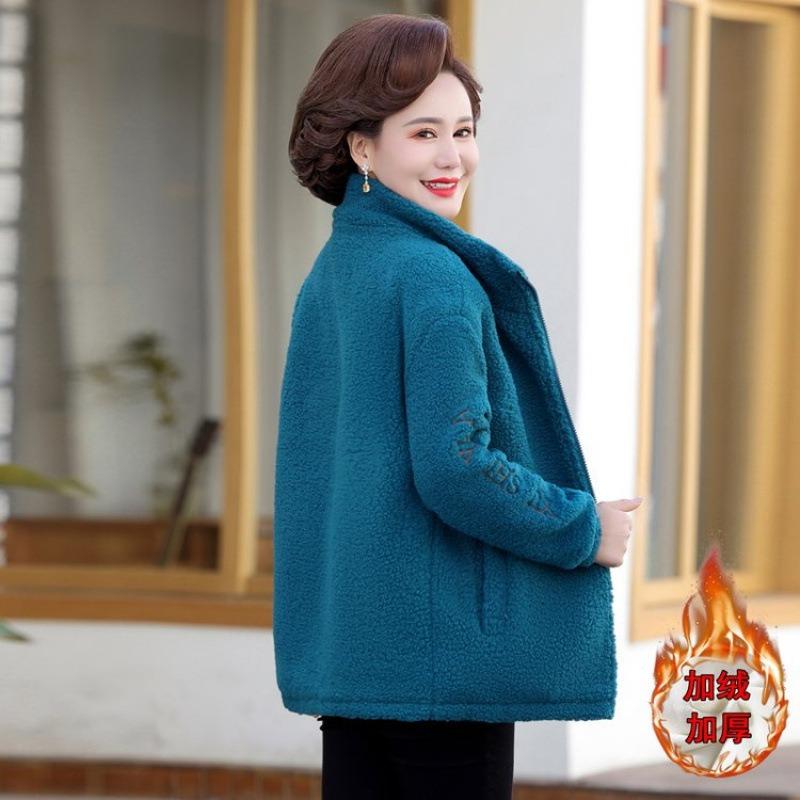 Autumn and Winter New Lamb Wool Cotton Coat Large Size Fleece Thickened Granular Fleece Cotton Coat Women