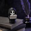 Sensenmann Lese-Figur, 3D-gedruckte Mini-Schädel-Sensenmann-Statue, Niedliches Gothic-Skelett-Ornament für Bücherregal, Schreibtisch, Regal, Halloween-Heimdekoration
