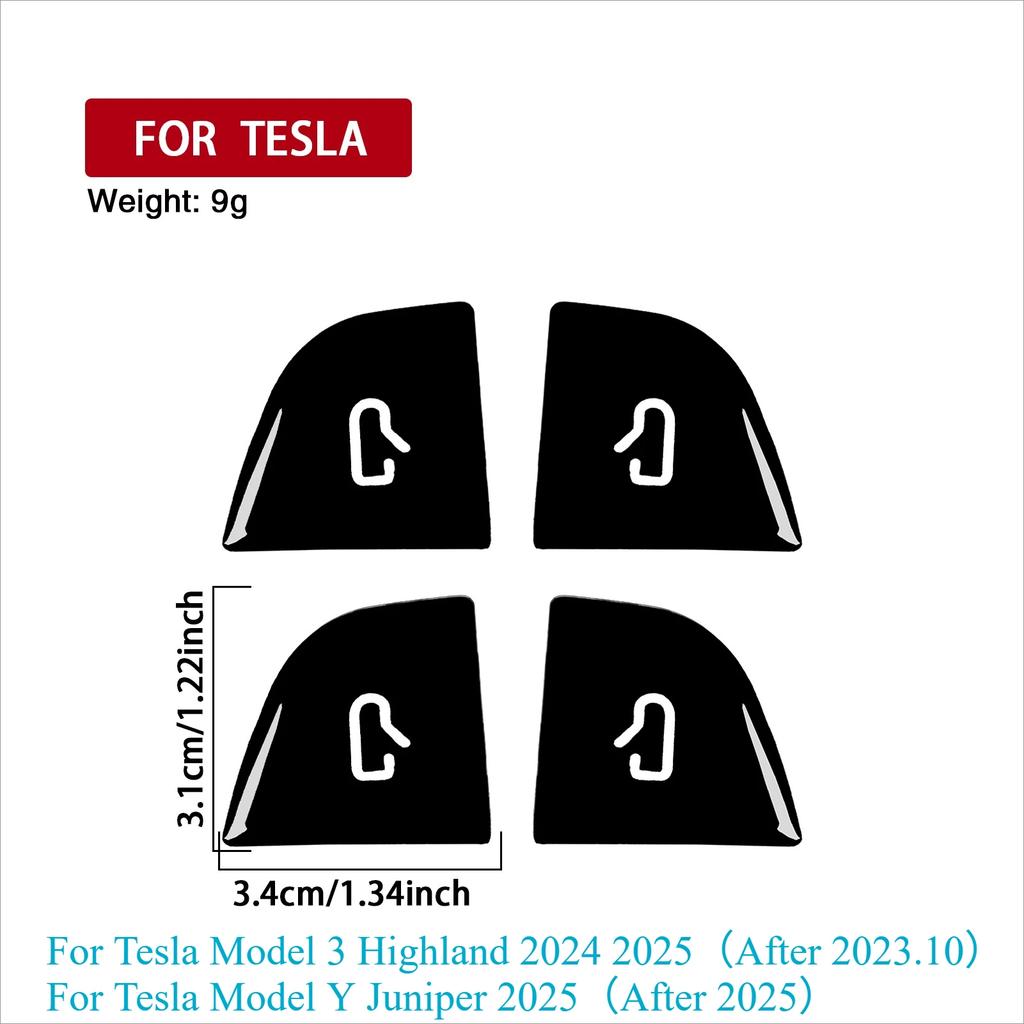 Door Switch Button Sticker for Tesla Model 3 Y 2019-2025 Carbon Fiber Car Interior Door Switch Button Trim Stickers Accessories