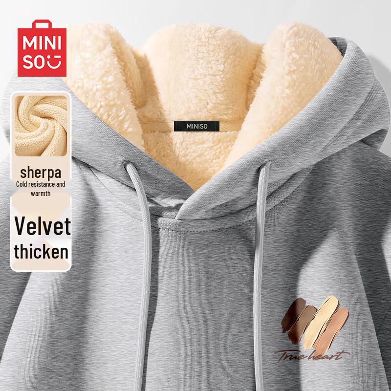 

MINISO Men s Lamb Fleece Lined Hoodie XL