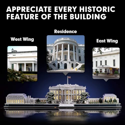 Cubic Fan 3D Puzzle Craft Kit, White House (with LED), L529h, No Glue or Tools Required