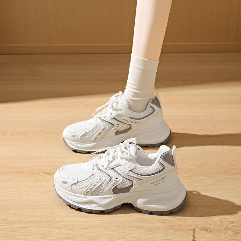 Korean Style Thick Sole Breathable Mesh Casual Sports Running Sneakers For Women