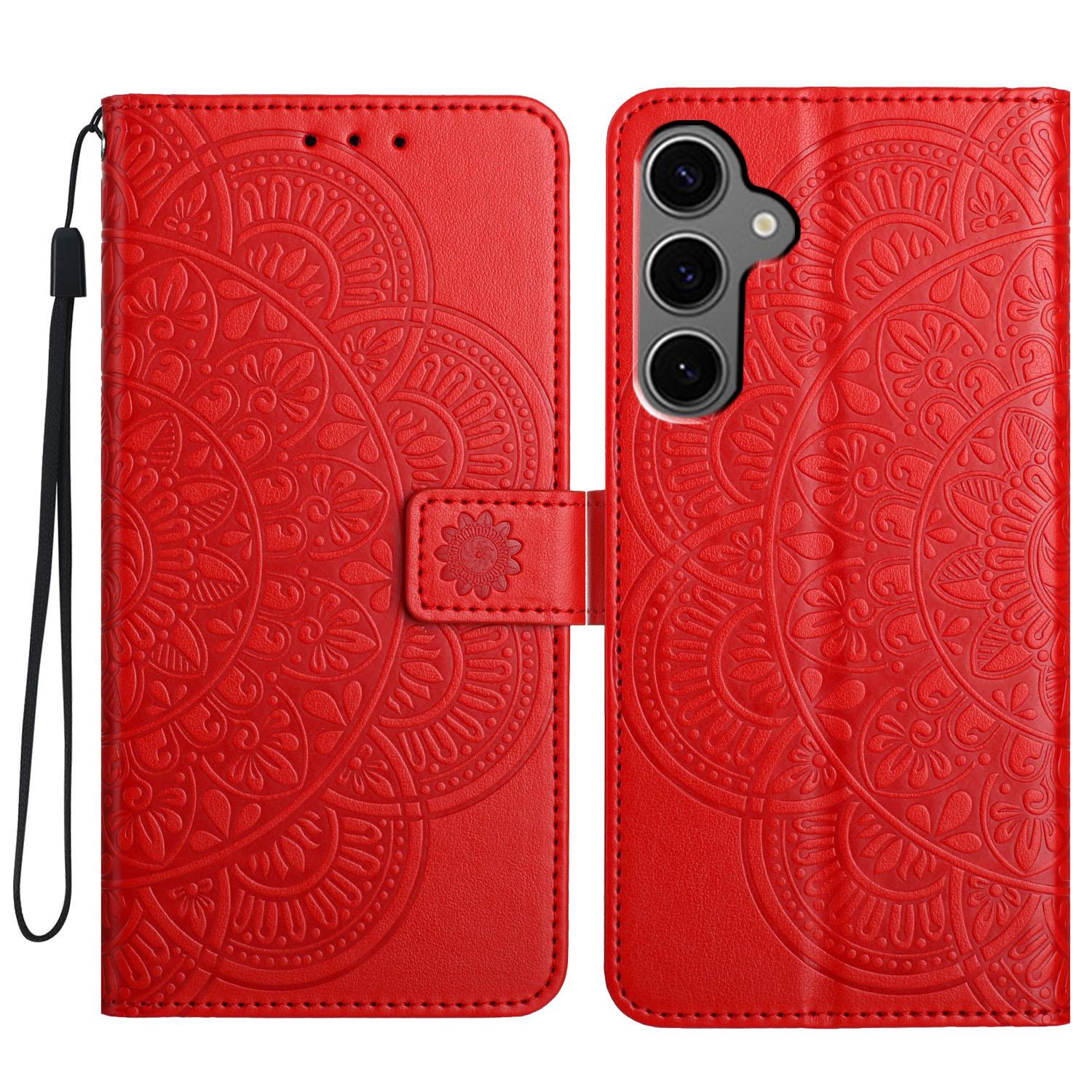 

For Samsung Galaxy S25+ Leather Case with Card Slots Mandala Pattern Phone Cover Stand A