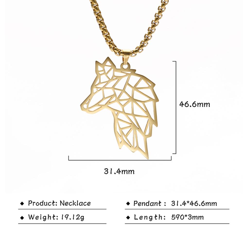 My Shape Lion King Crown Pendent Necklaces for Men Boys Stainless Steel Punk Animal Wolf Charms Choker Chains Hip Hop Jewelry