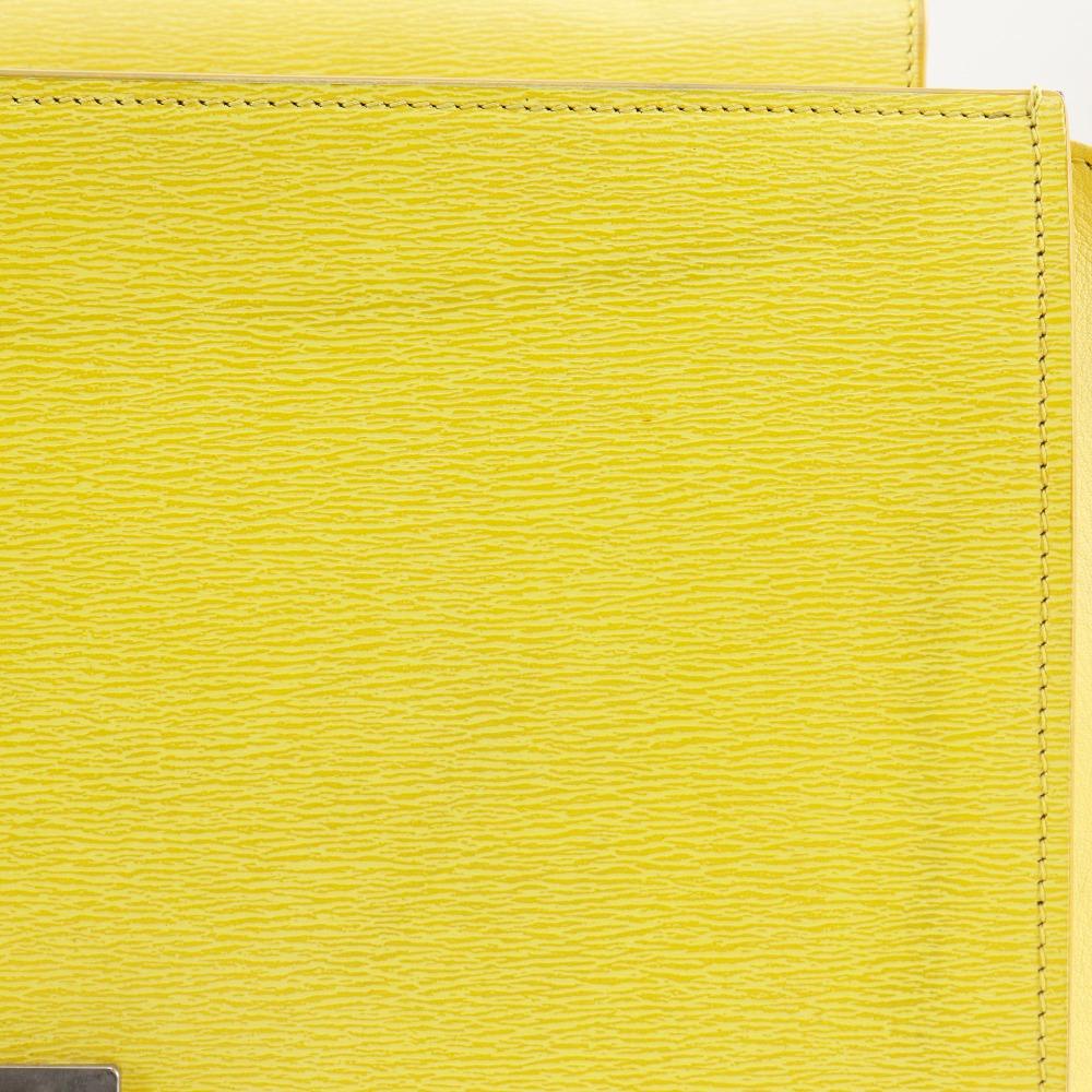 CELINE Trapeze Small Handbag 174683 yellow Calfskin Women Used
