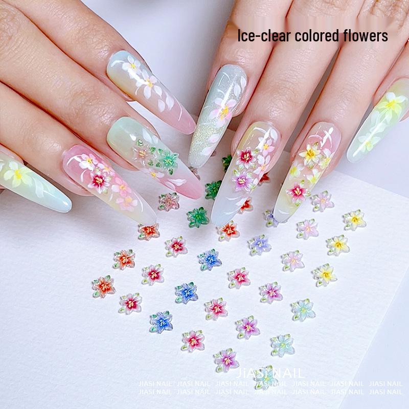 3D Five-Petal Translucent Flower Nail Art Rhinestones