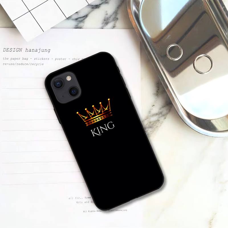 Husa telefon King Queen Art pentru iPhone 11 12 Mini 13 14 Pro XS Max X 8 7 6s Plus 5 SE XR Shell