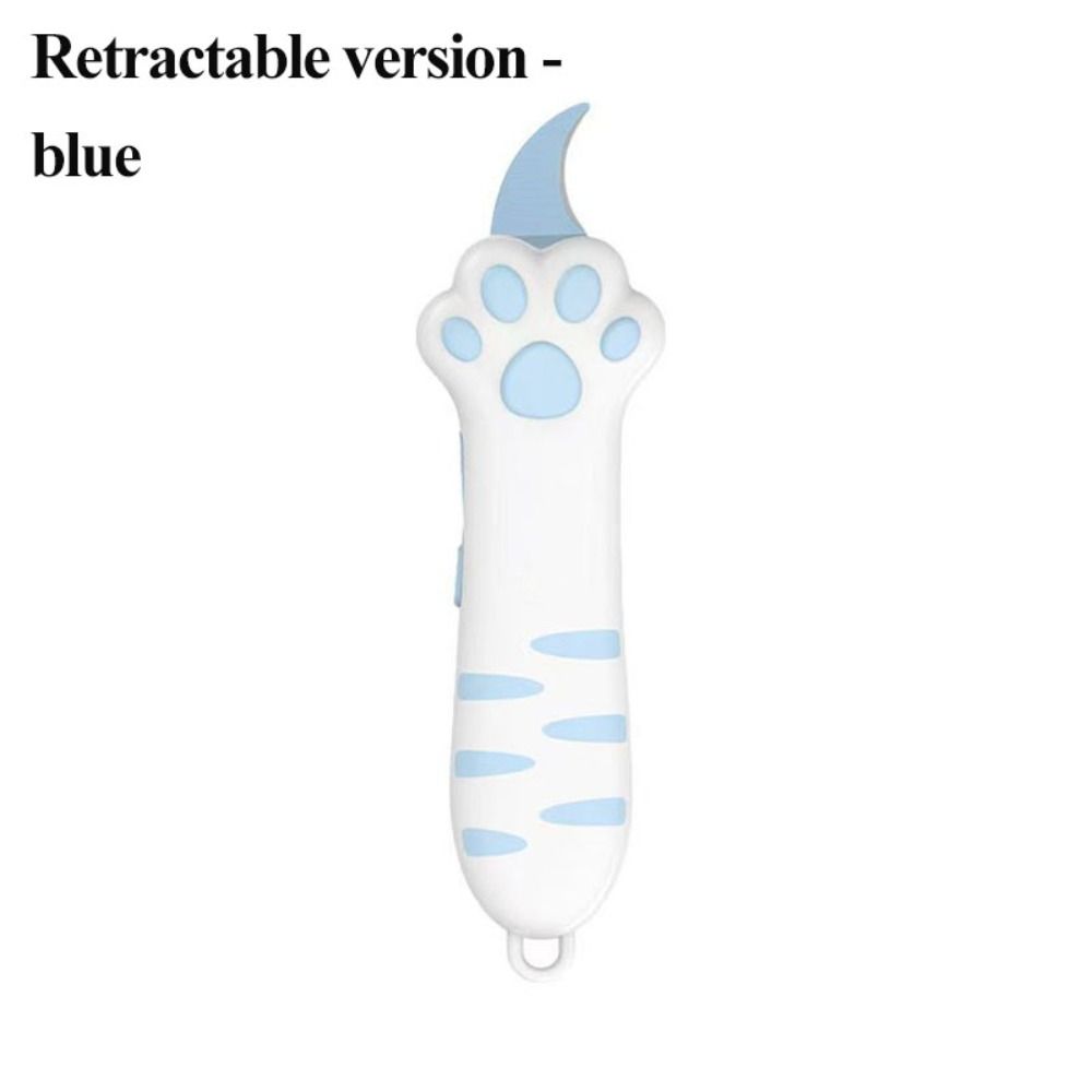Plastic Material Cat Paw Box Cutter Cartoon Design Retractable Cat Knife  Cardboard Cutting