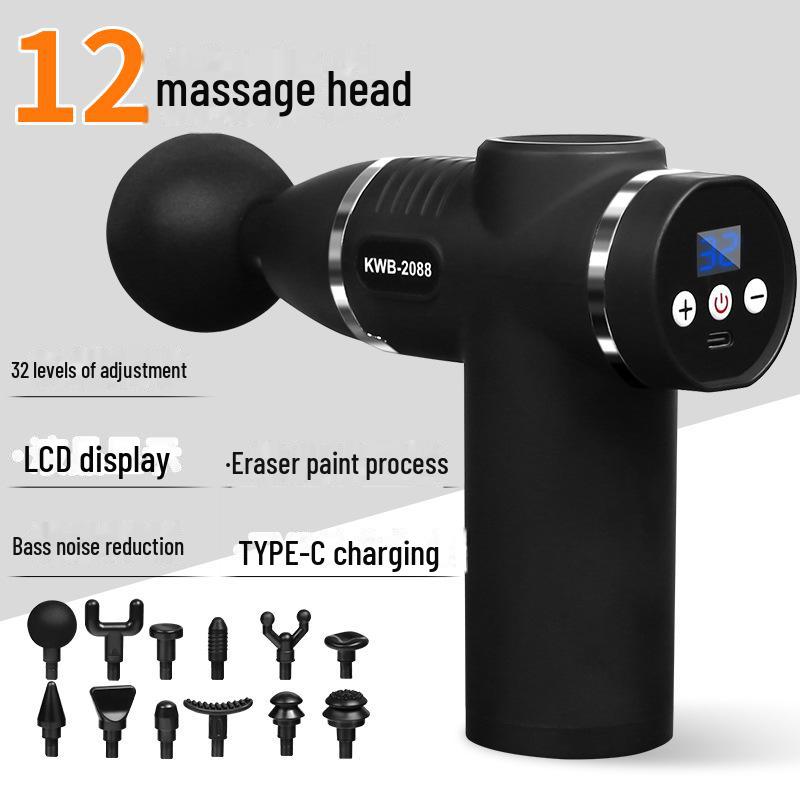 

Перезаряжаемый мини-пистолет для фасции с 12 головками и 32-скоростным ЖК-дисплеем для профессионального мышечного массажа Six-language Manual