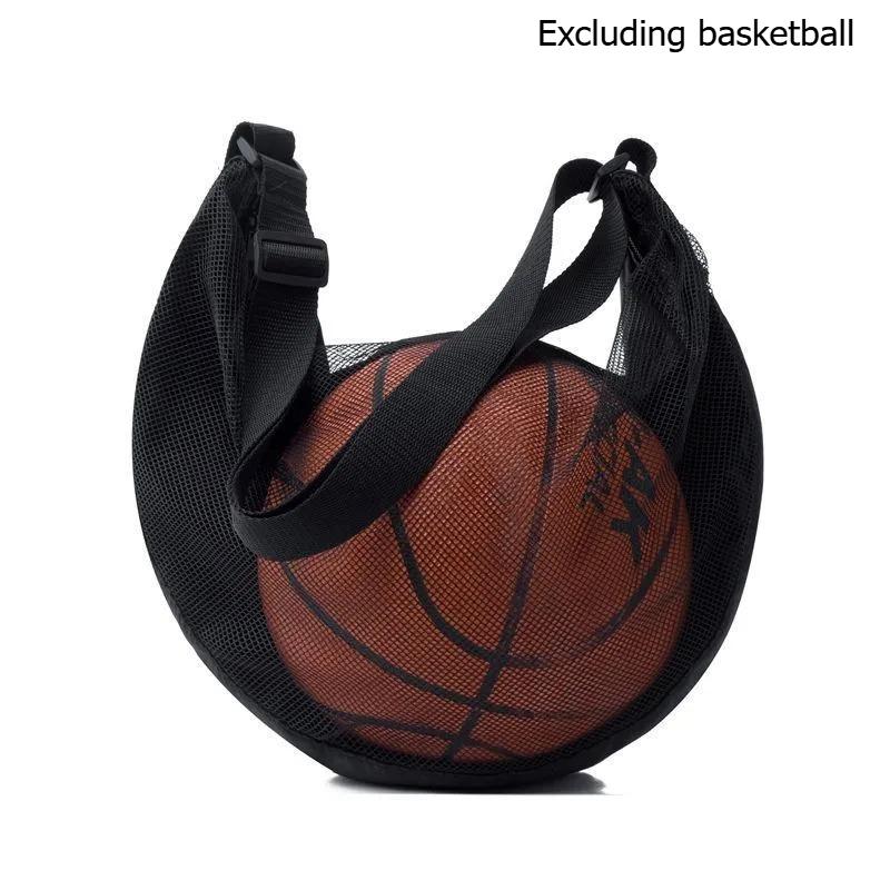 1 Stück Reißfestes Netz Einzel-Balltasche Passend für Größe 7 Basketball Fußball Volleyball Crossbody-Träger mit verstellbarem Riemen & Reißverschluss