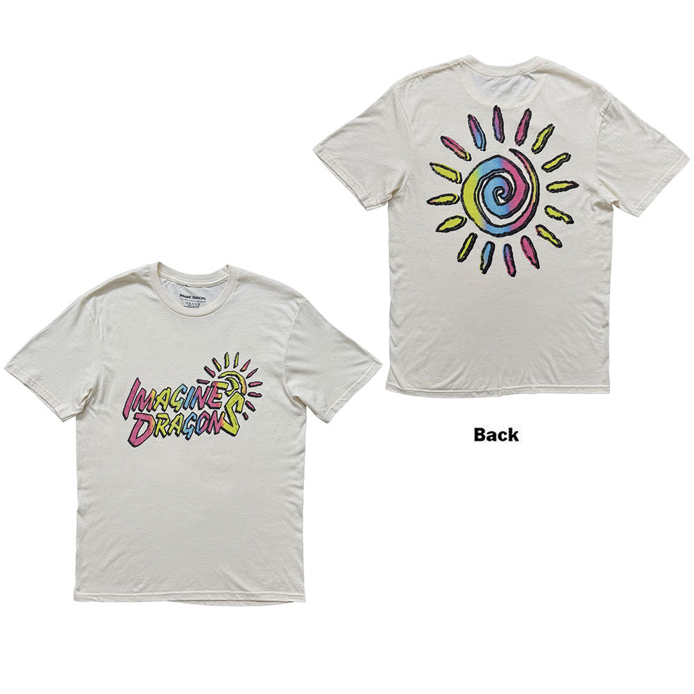 Imagine Dragons TShirt Sun Logo Natural Back Print OFFICIAL NEW XL