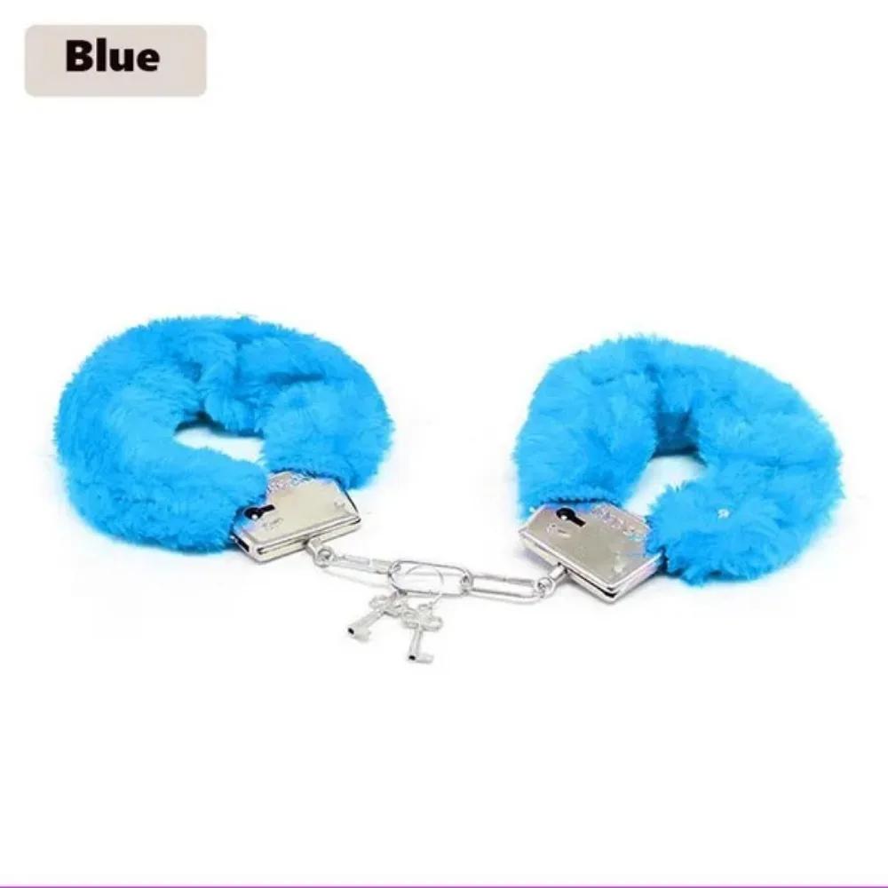 1 Set Adult Product Solid Color Plush Handcuffs Couple Game Fun Toy Handcuffs Accessories