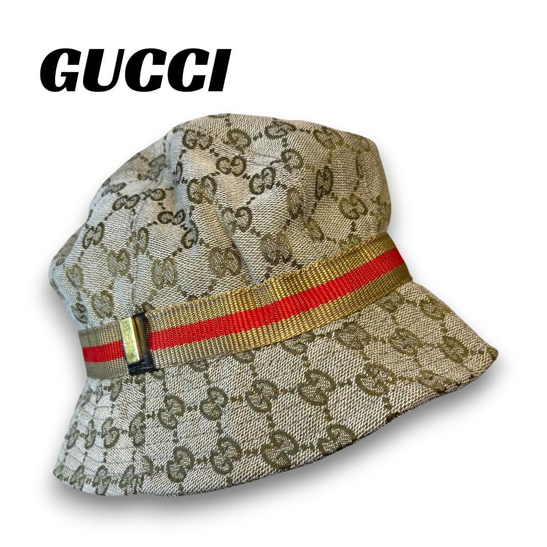 Used Gucci pattern bucket hat Sherry line GG canvas hat beige