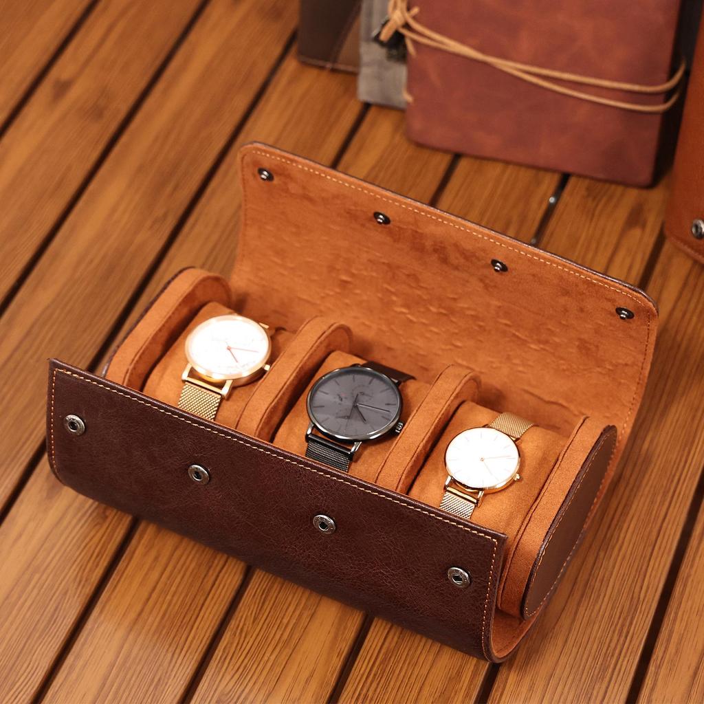 Premium Genuine Cowhide Watch Box: Dustproof, Shockproof, Removable Storage for Mechanical Watches