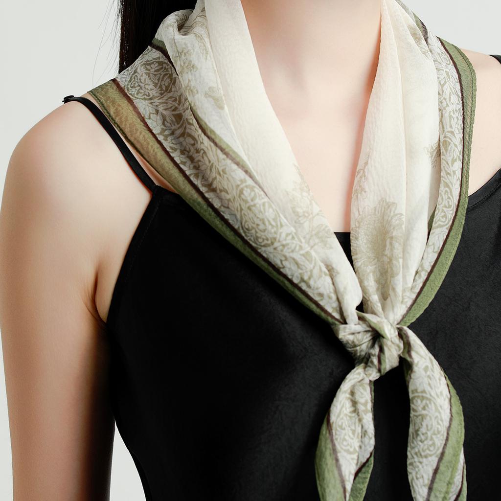 New 100% Lightweight Silk Chiffon Pearl Yarn Square Scarf, Fashionable and Versatile, Exquisite Silk Scarf for Women