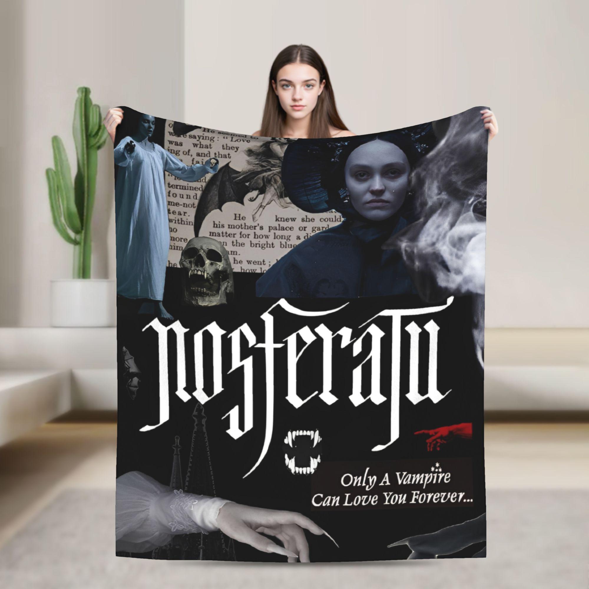 

Nosferatu Vampire Dracula Fleece Throw Fashion Blankets Horror Movie Halloween for Bedding Knitted Fashion Blanket Travel Warm Multifunction 75x90cm