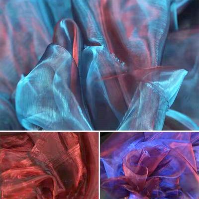 39x59in Two-tone Sheen Gradient Organza Gauze Fabric For Making Sewing Women Bride Veil Prom Skirt Costume Tulle Craft Materials