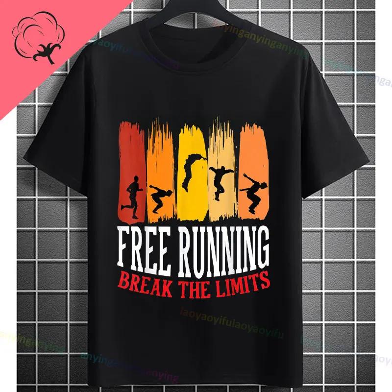 Unisexs Parkour Runner Tshirt With Bold Parkour Print Casual Round Neck 100cotton Allseason Comfort Tshirt Dynamic Tee