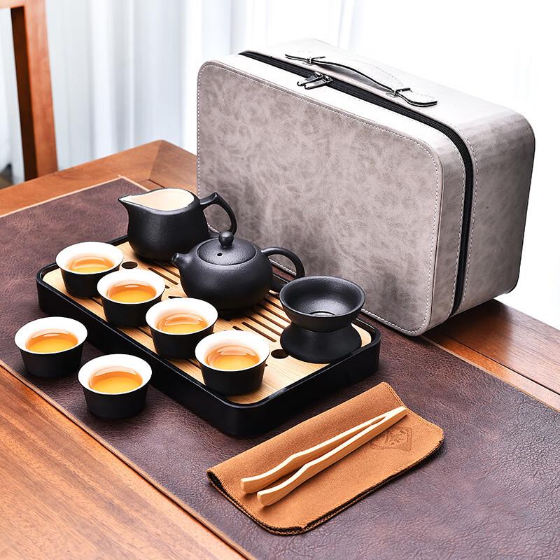 Minimalist Black Pottery Travel Tea Set