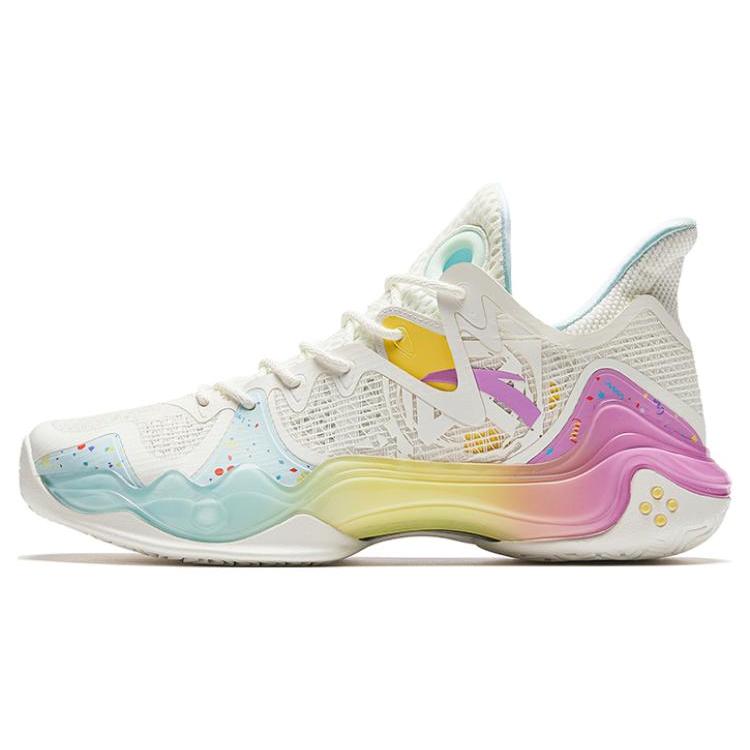 

Anta Shock Wave 4 Cushioning Slip Resistant Abrasion Resistant Mid top Basketball Shoes Men s Yellow Pink 112321106S-1 44