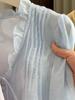 2026 Spring/Summer Women's French V-Neck Ruffle Tie-Up Loose Lantern Sleeve Shirt