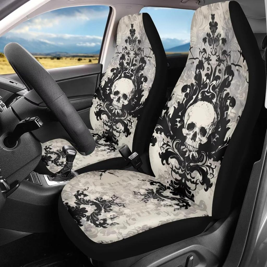 Gothic Skull Car Seat Covers Front Seat Protectors Automotive Seat Covers For Cars Trucks And Suvs Set Of 2 Auto