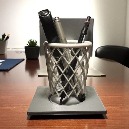 Basketball Stand Pen Holder Basketball Hoop Plastic Mesh Wire Pencil Cup Desk Pen Organizer for Office School Home Supplies