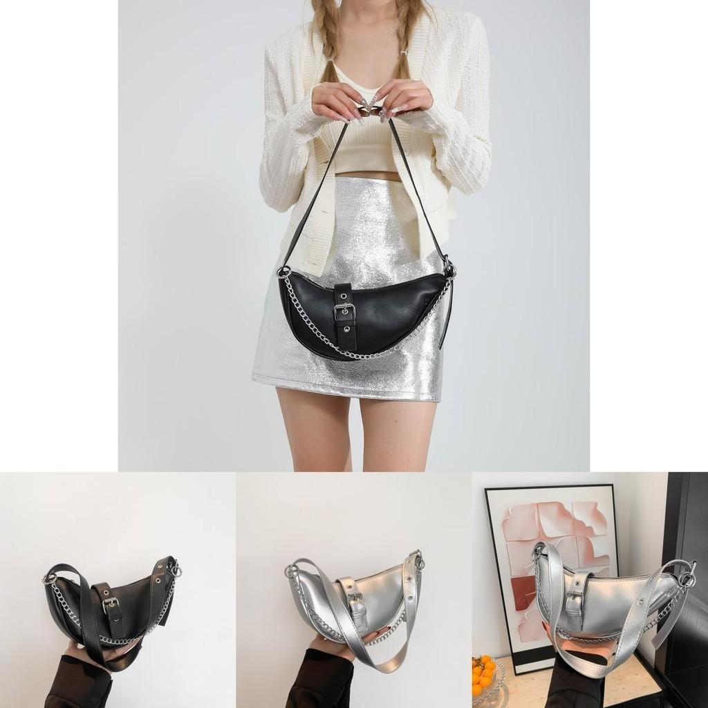 Trendy 2024 Black Small Pu Shoulder Bag Stylish Street Fashion Chic Design