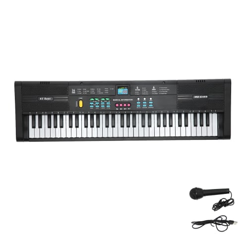 xuuyuu Electronic Keyboard, 61 Keys, 16 Tones, 6 Rhythms, 6 Demo Songs, Stand, Headphone Compatible, Perfect for Kids, Beginners, and Practice