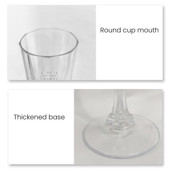 Plastic Champagne Flutes Transparent Wine Glasses Shatterproof Reusable Wine Goblets Elegant Drinkware
